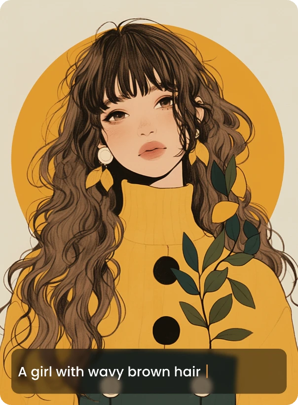 generated a cartoon girl from text using Picit.AI’s online ai image generator