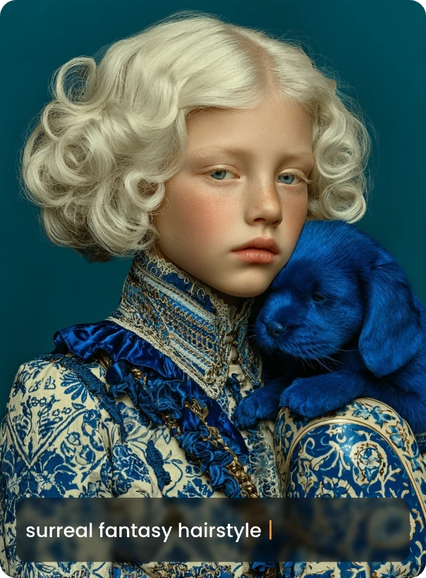 generate an image of a boy with white curly hair from text using Picit.AI’s online AI image generator