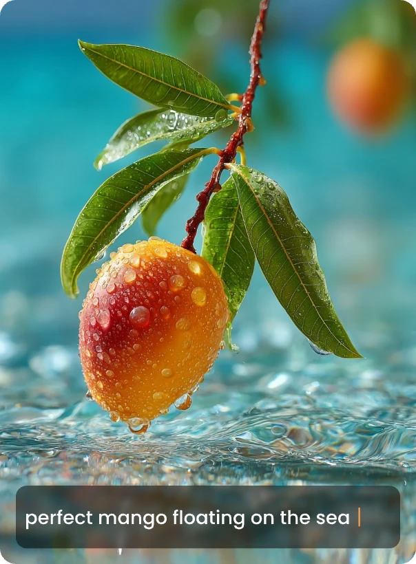 generated a photo of mangoes on the branch from text using Picit.AI’s online ai image generator